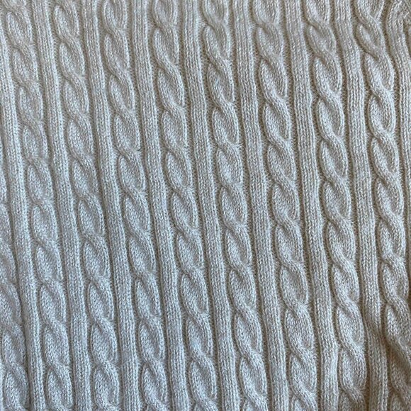 Brooks Brothers Cable Knit Silk Cashmere Cream Cardigan Size M Preppy Coastal - Picture 6 of 7
